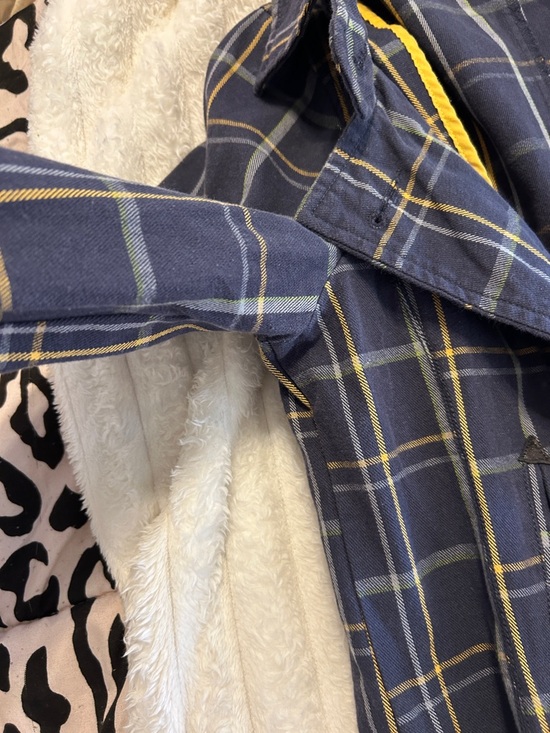 Vintage Aeropostale Double-Breasted Plaid Women's Peacoat Jacket - Navy & Yellow - Picture 12 of 14
